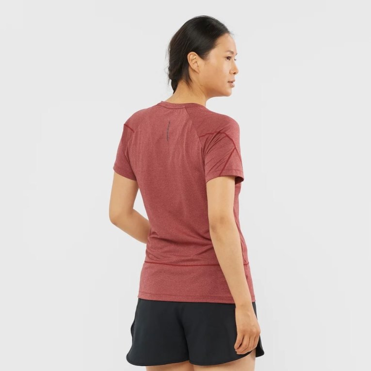 Red Salomon Cross Run Graphic Short Sleeve Women's T-Shirts | IE GJ3192